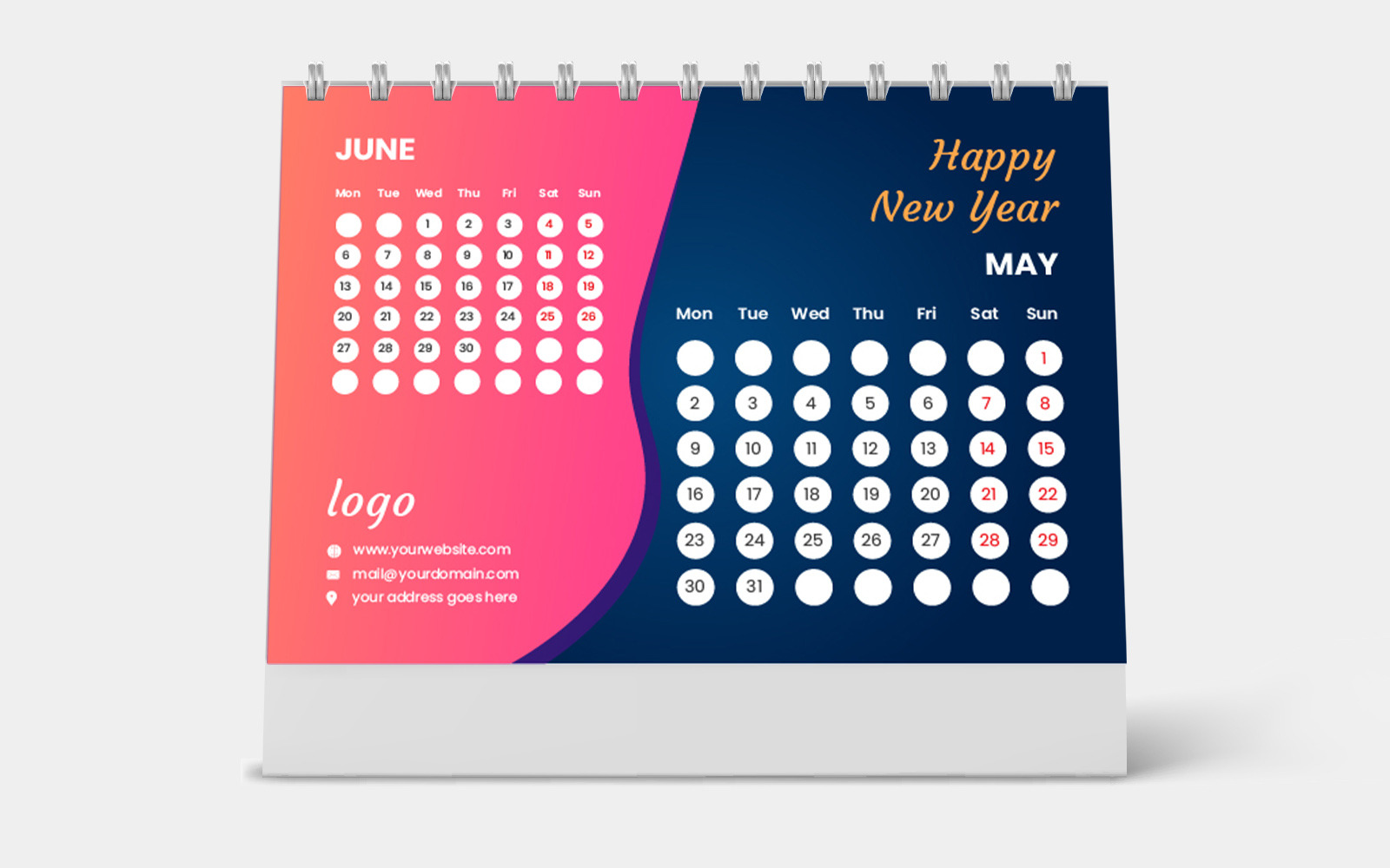 Set Desk Calendar 2022 Template Design Templatemonster