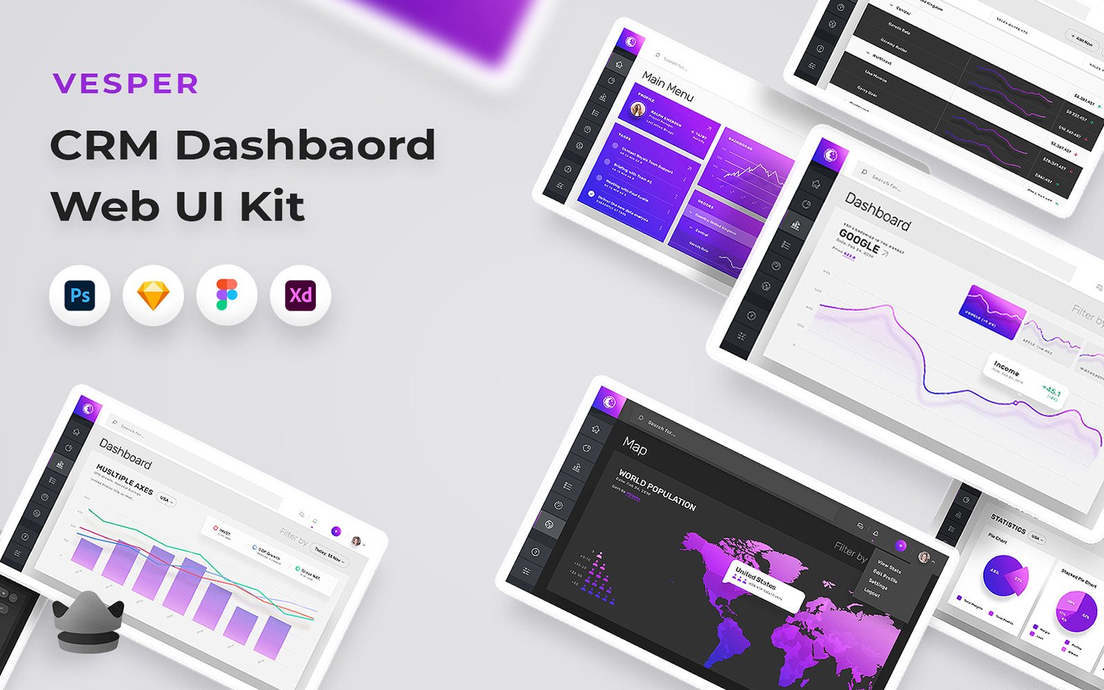 Vesper - Business And Dashboard Web UI Kit - TemplateMonster