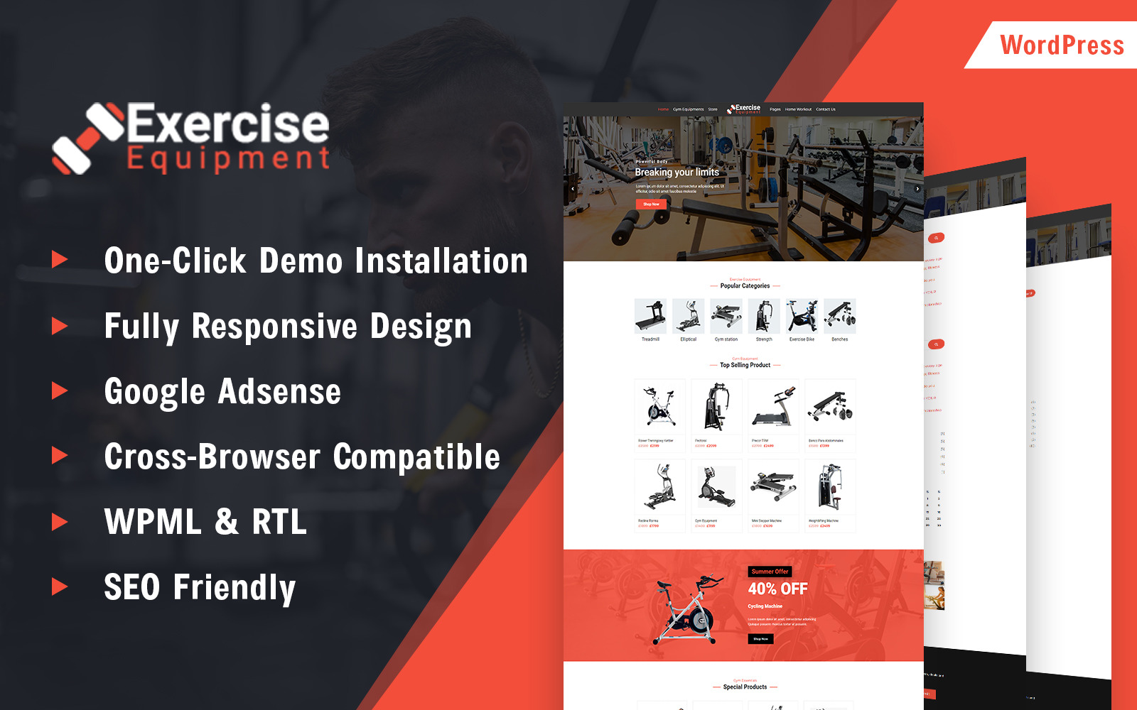 Fitness and Exercise Equipment Store WordPress Theme Theme 187931