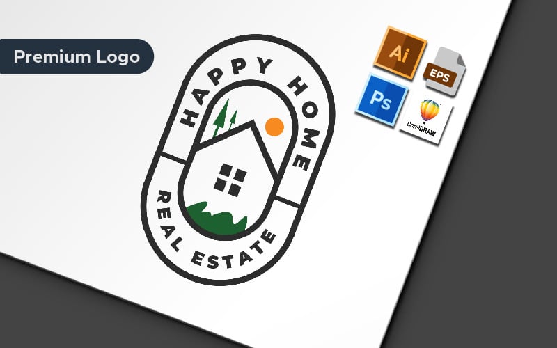 Happy Home Real Estate Logo Template TemplateMonster