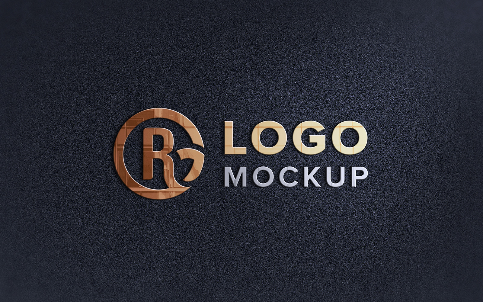 Embossed Logo Mockup Sign Black Wall Presentation