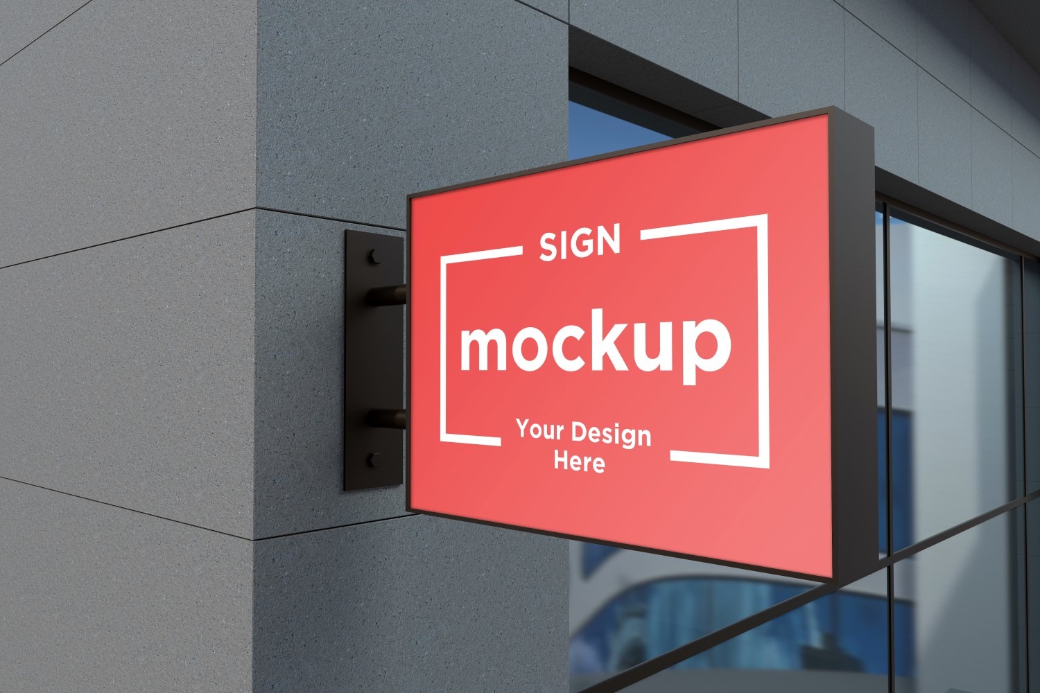 Square Wall Mount Sign Board Mockup Template