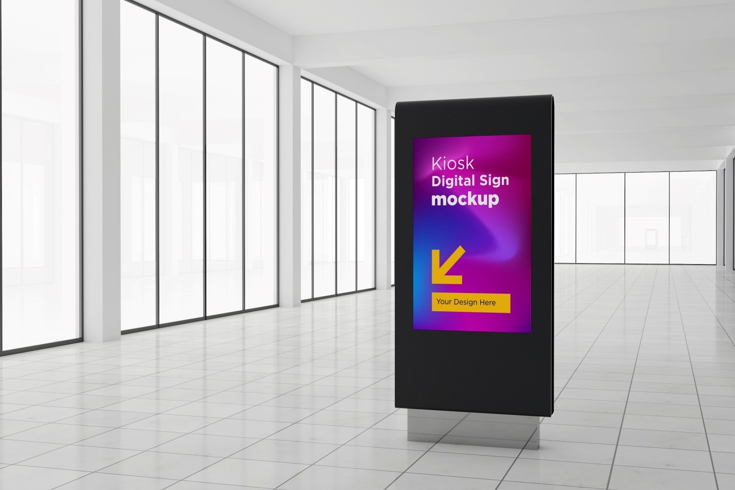 Blank Interactive Kiosk Digital 3D Rendering Sign Mockup