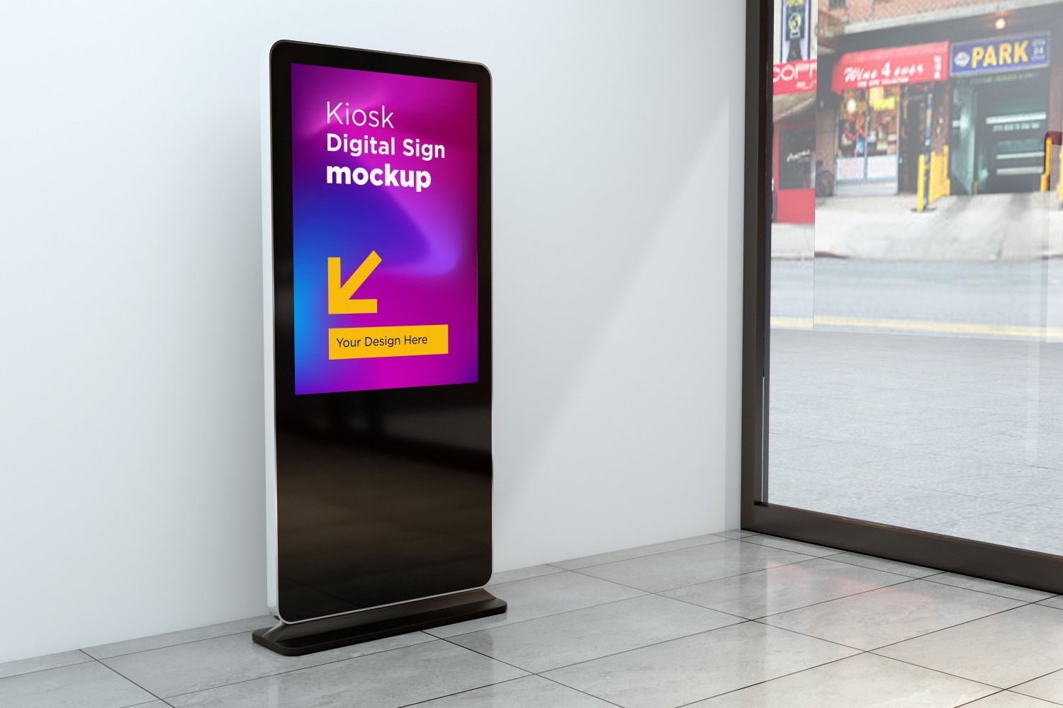 Totem Kiosk Digital Sign Mockup Template - TemplateMonster