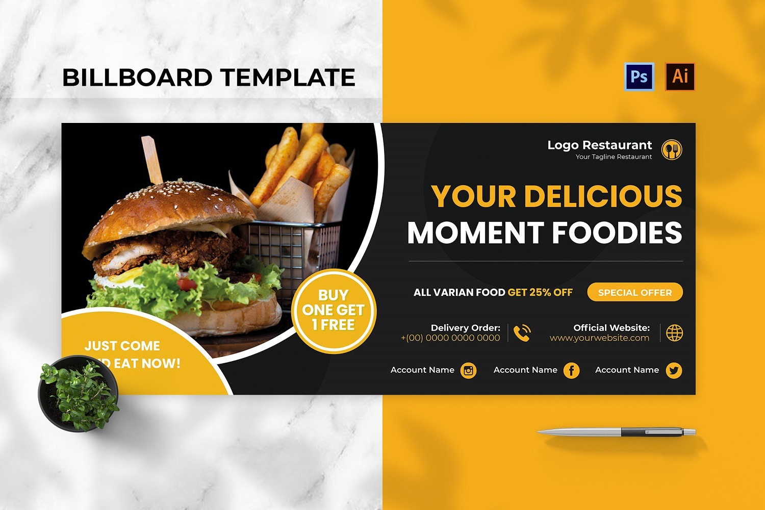 Delicious Food Billboard Landscape #190771 - TemplateMonster