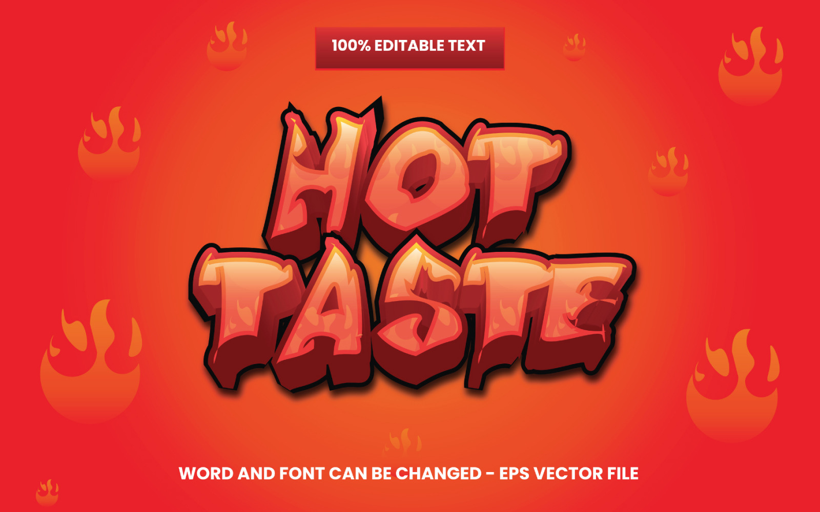 Tasty hot. 3d text.