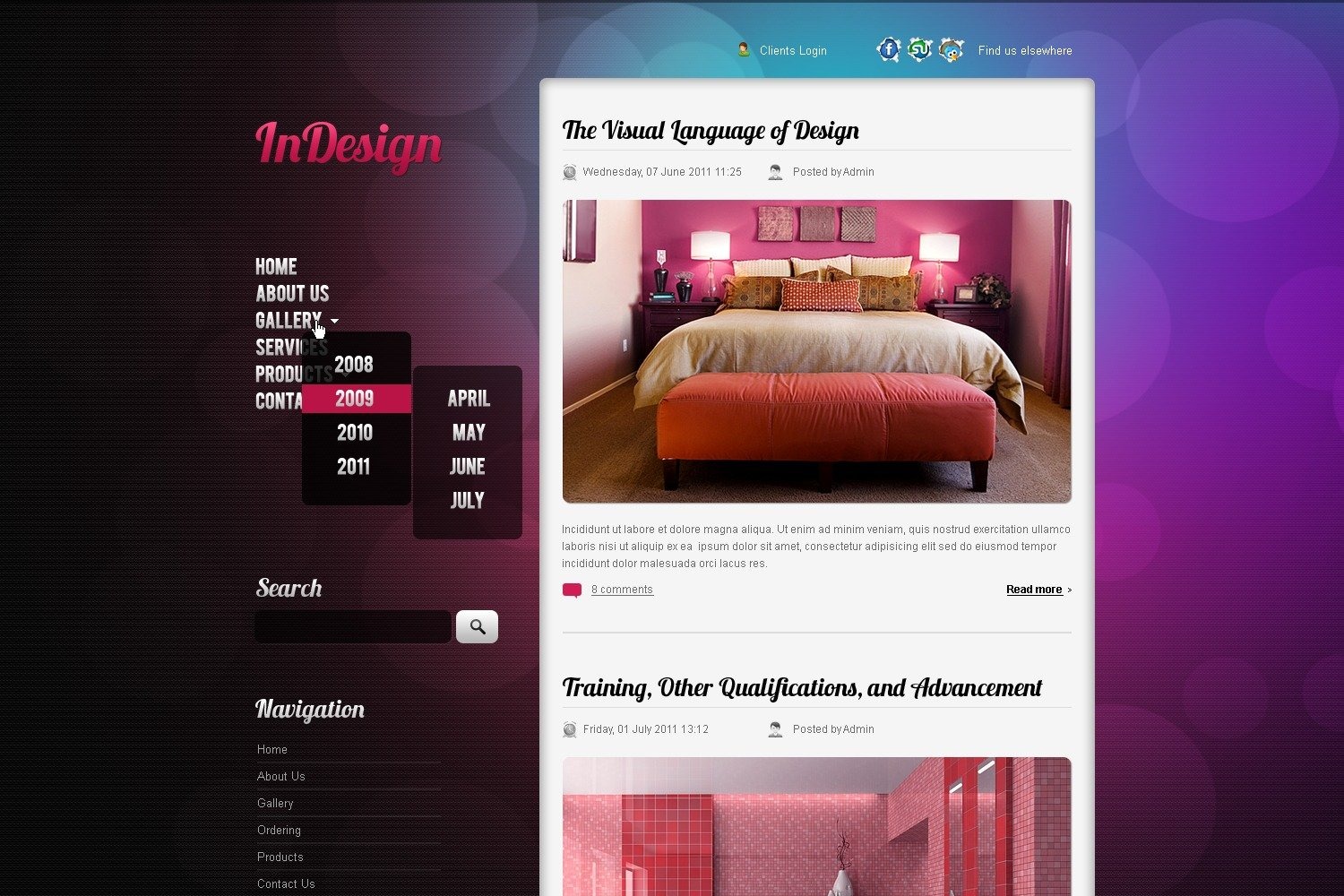 Free Interior Design WordPress Layout & Website Template
