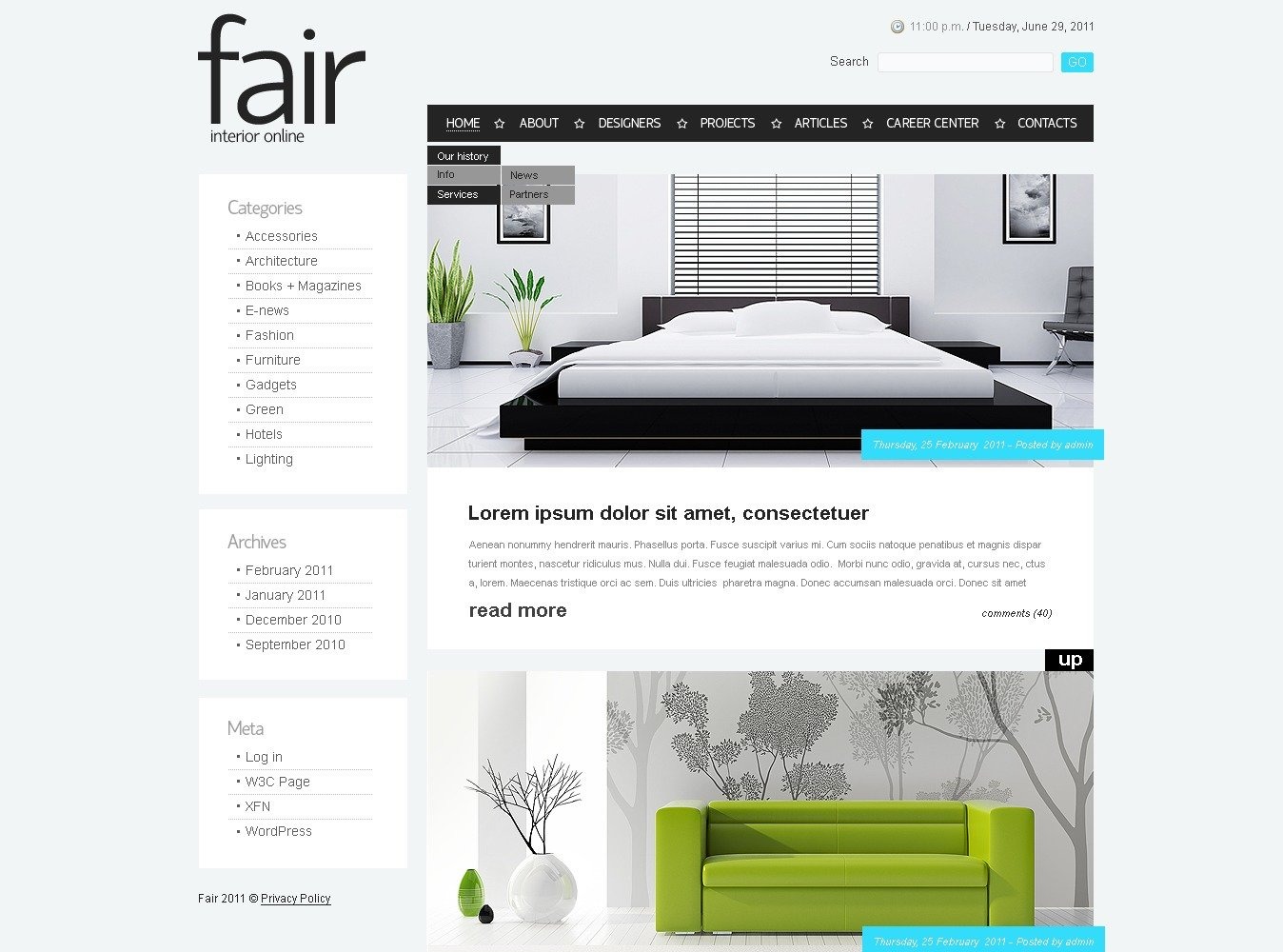 Free Internal Designing WordPress Layout & Website Template