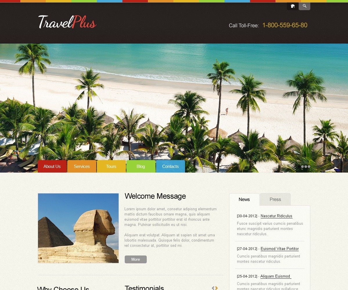 Free Bright Travel Agency WordPress Theme TemplateMonster
