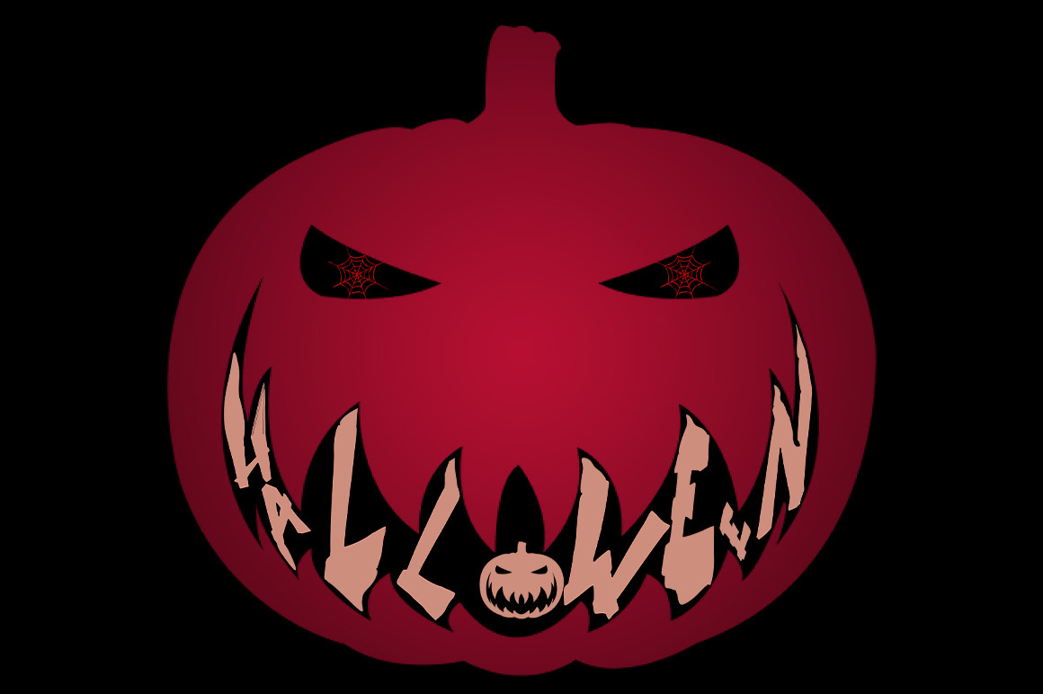 Scary Pumpkin smiling Halloween Tshirt Design Template