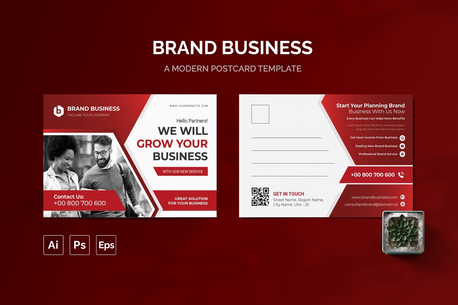Brand Business Post Card Template #208596 - TemplateMonster