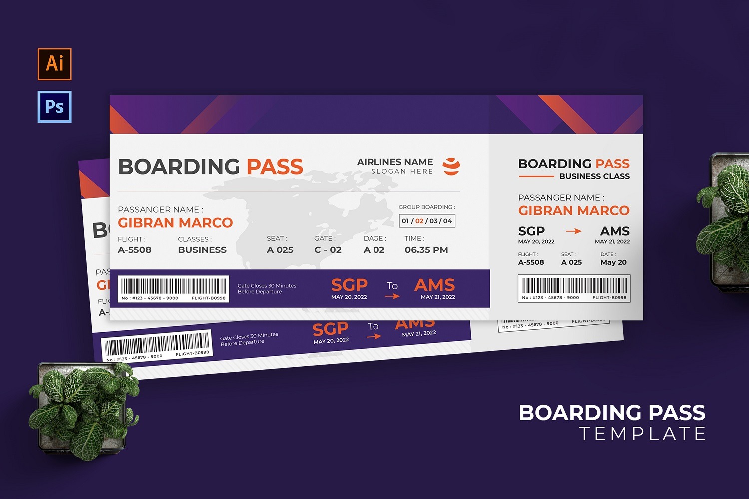 Gradient Business Boarding Pass #212317 - TemplateMonster