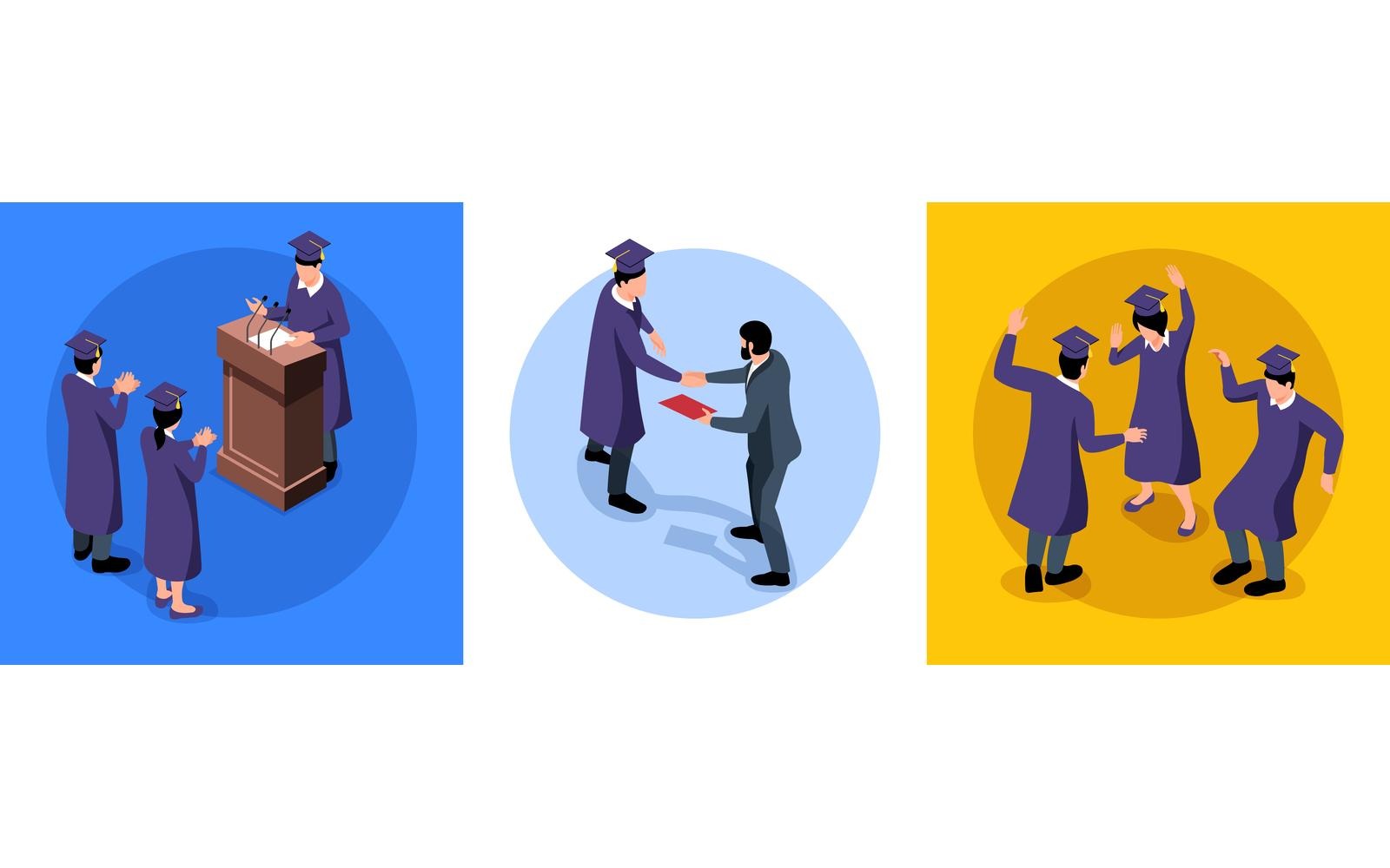 Isometric Graduation Isometric Graduation Design Concept 201210521 Vector Illustration Concept