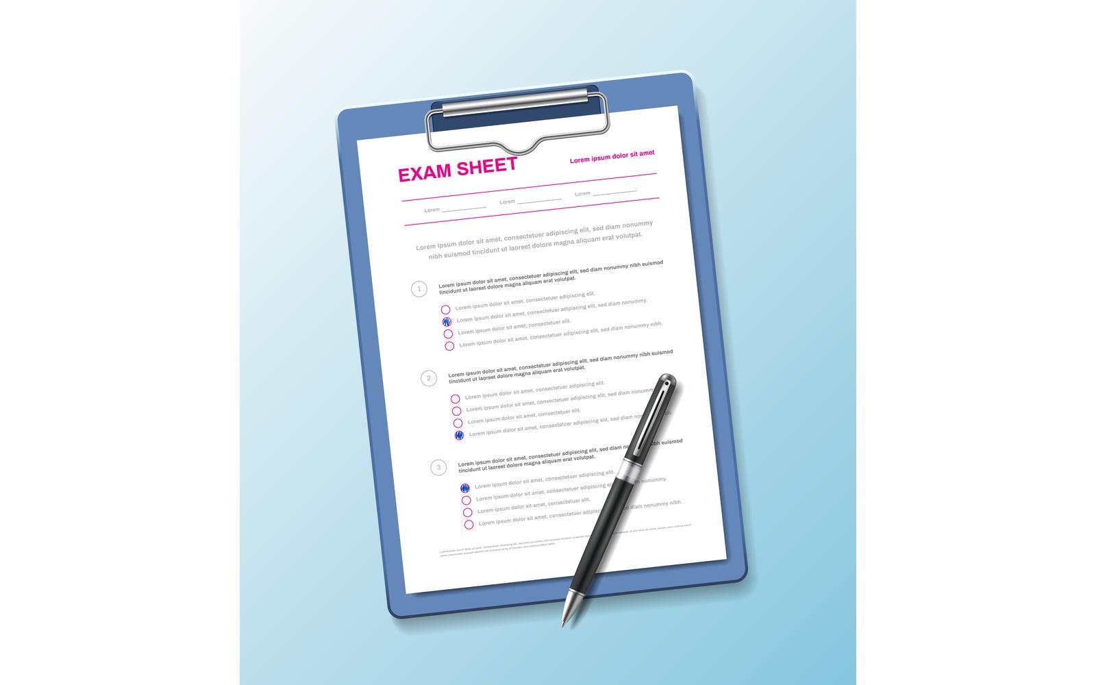 Realistic Test Paper Questionnaire Clipboard 201151813 Vector ...