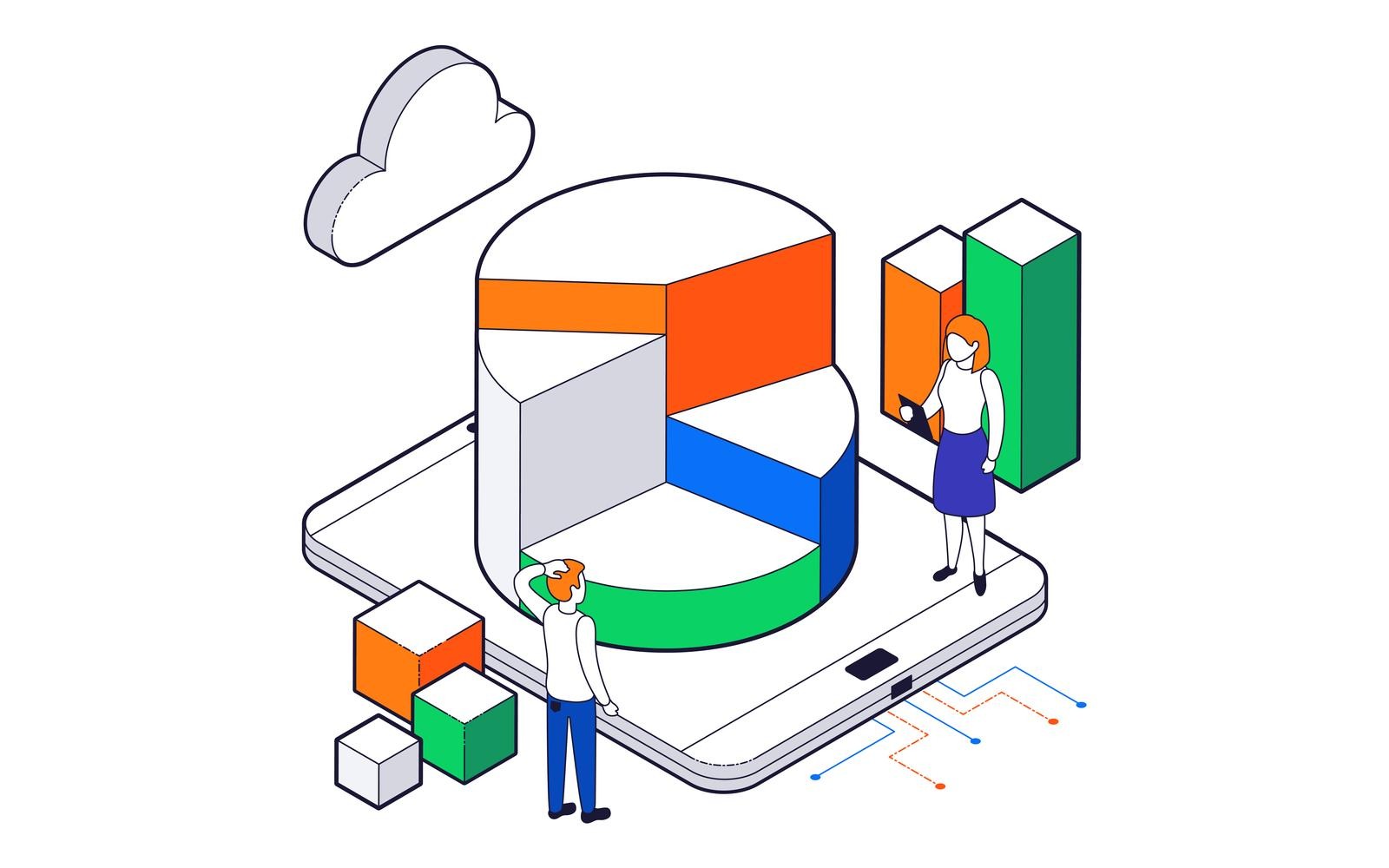 Big Data Science Analysis Isometric Set 201103906 Vector Illustration ...