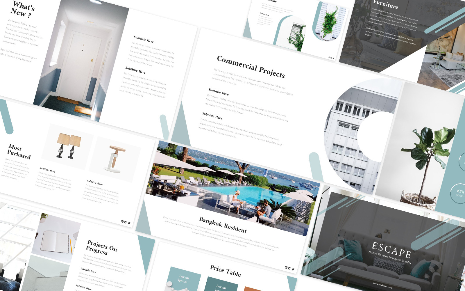 Escape Modern Furniture Powerpoint Template - TemplateMonster