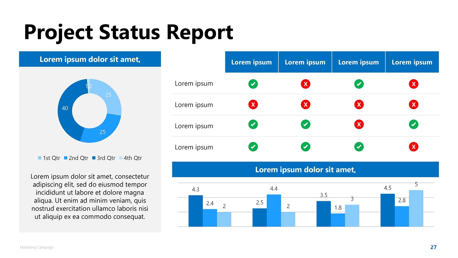 Project updates. Status Report.