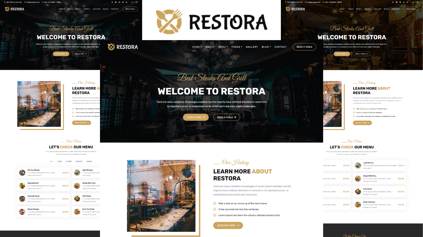Restora Restaurant HTML5 Template 217429 TemplateMonster