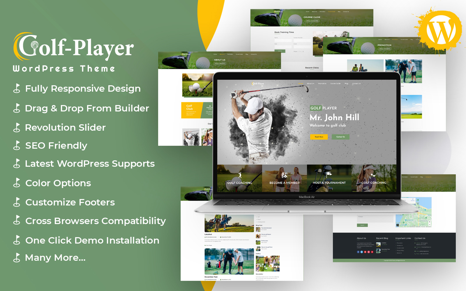Golf player WordPress Theme 217580