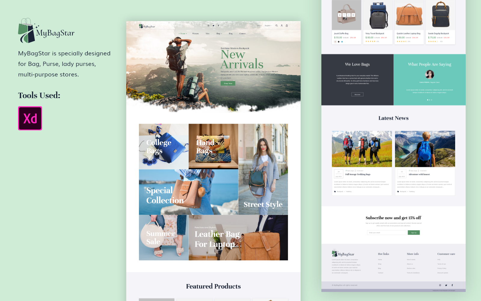 Plantilla Adobe XD del sitio web MyBagStar TemplateMonster