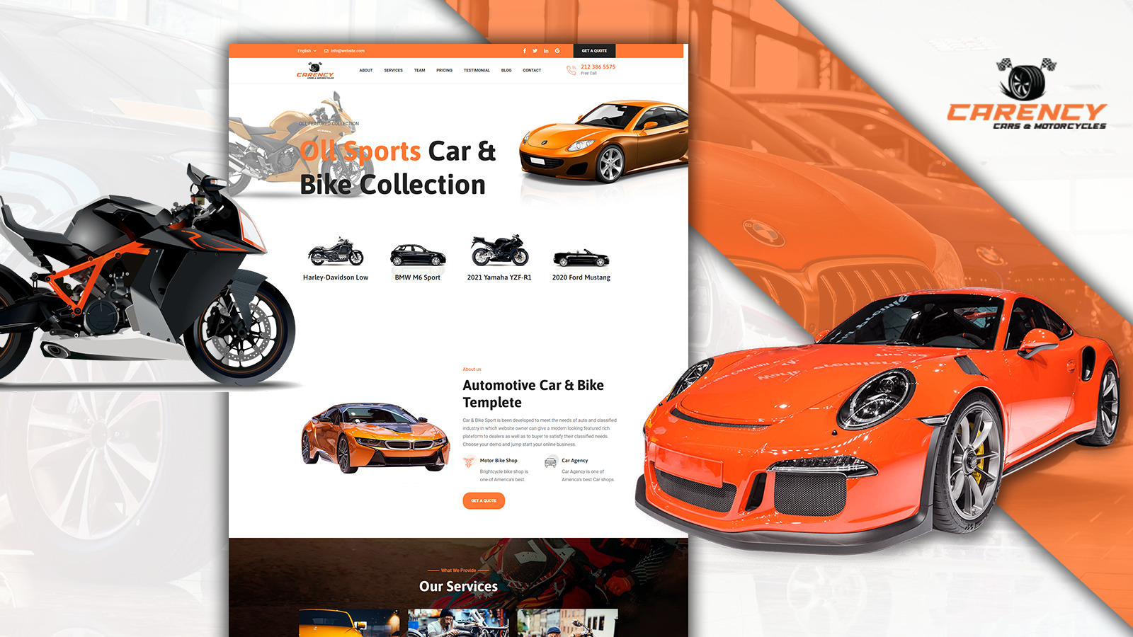 PowarCarency Auto und Autohaus One Page WordPress Theme