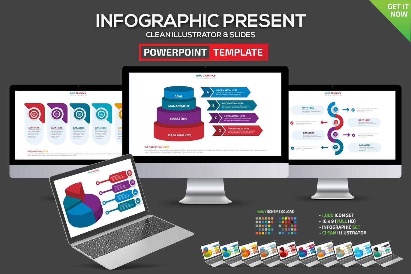 300 Infographics Powerpoint Presentation - TemplateMonster