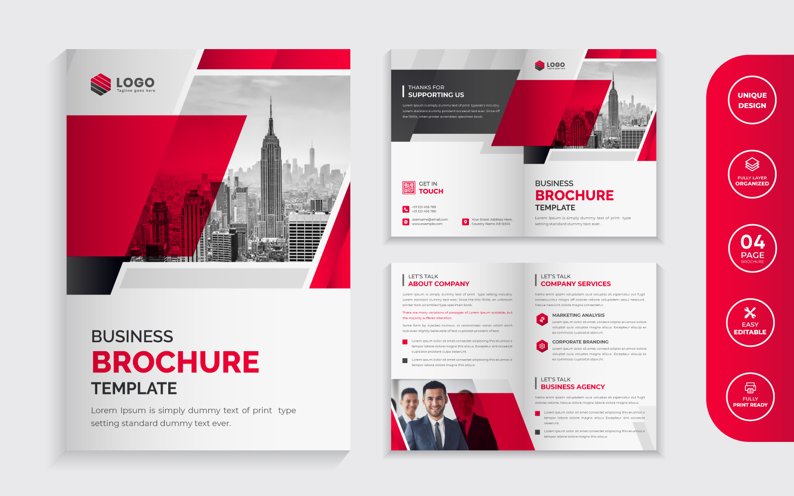 Corporate Bi-fold Business Brochure Design Template