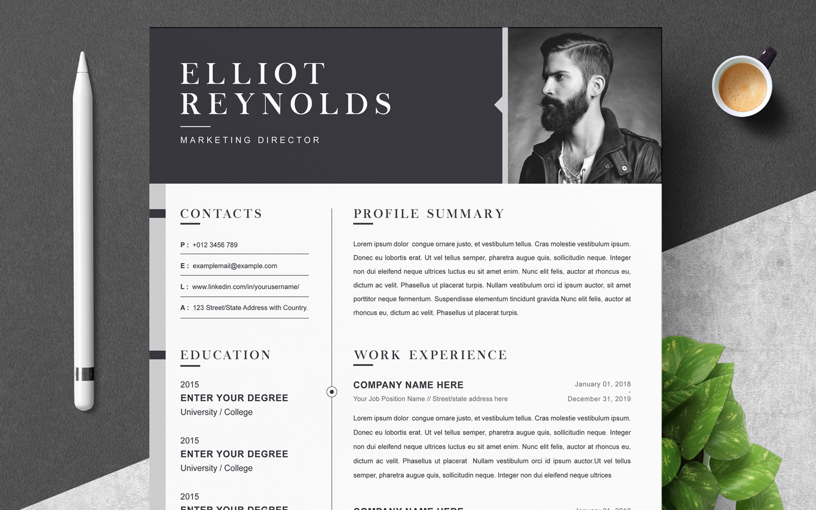 Flliot / Professional Resume Template - TemplateMonster