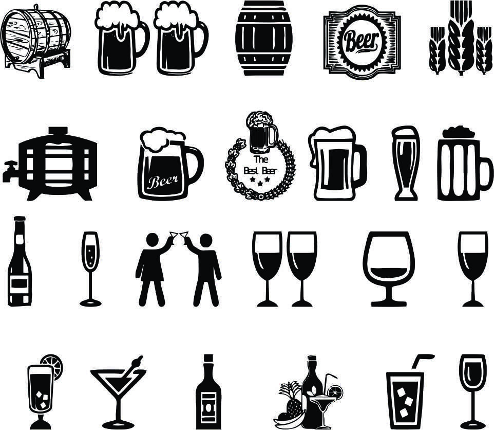 Символы vin. Иконки алкогольных напитков. Пиво пиктограмма. Алкогольные значки. Алкогольные напитки векторные.