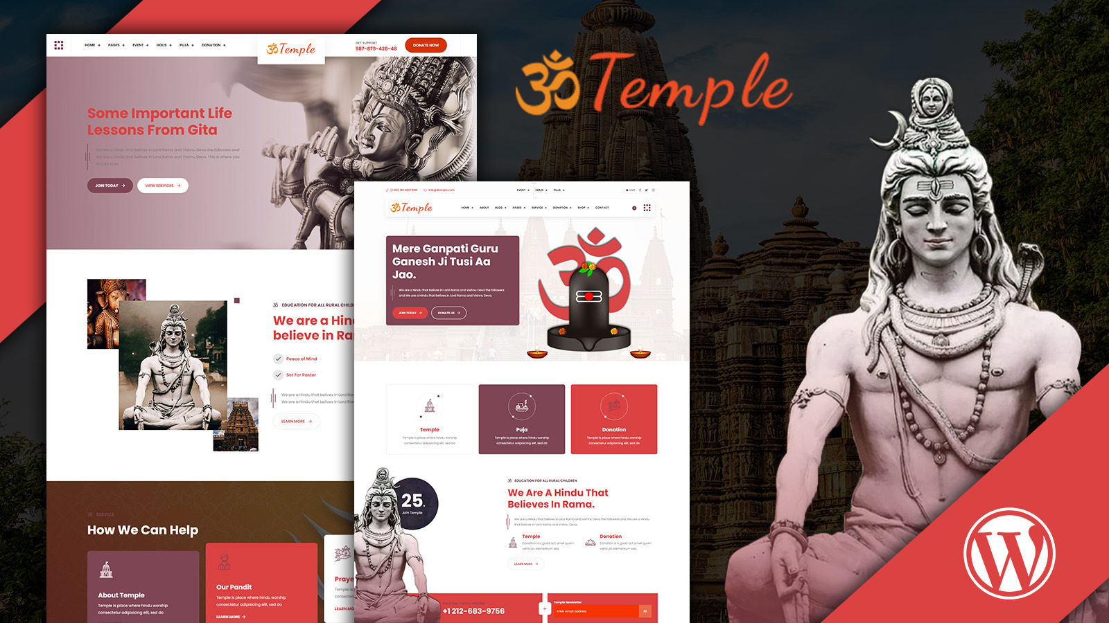 Temple Hindus worship Mandir WordPress  Theme 222437