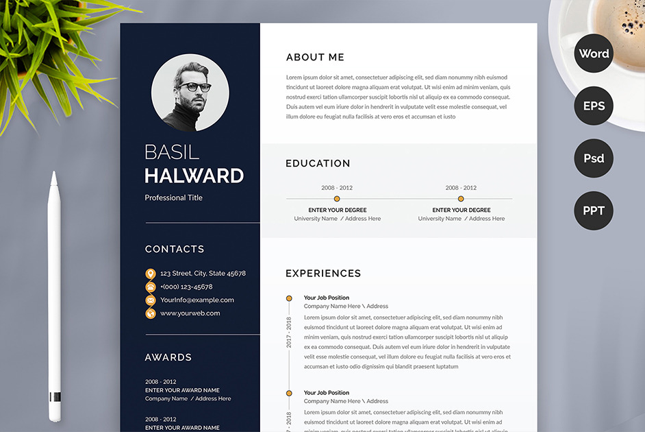 Basil Hailward Resume CV Template #223528 - TemplateMonster