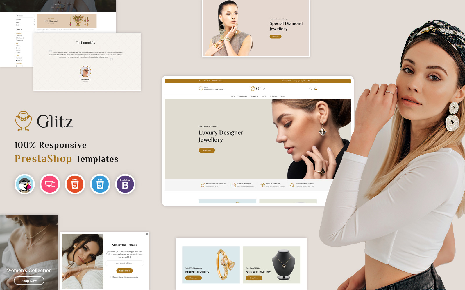 Glitz Jewellery Prestashop Template Templatemonster