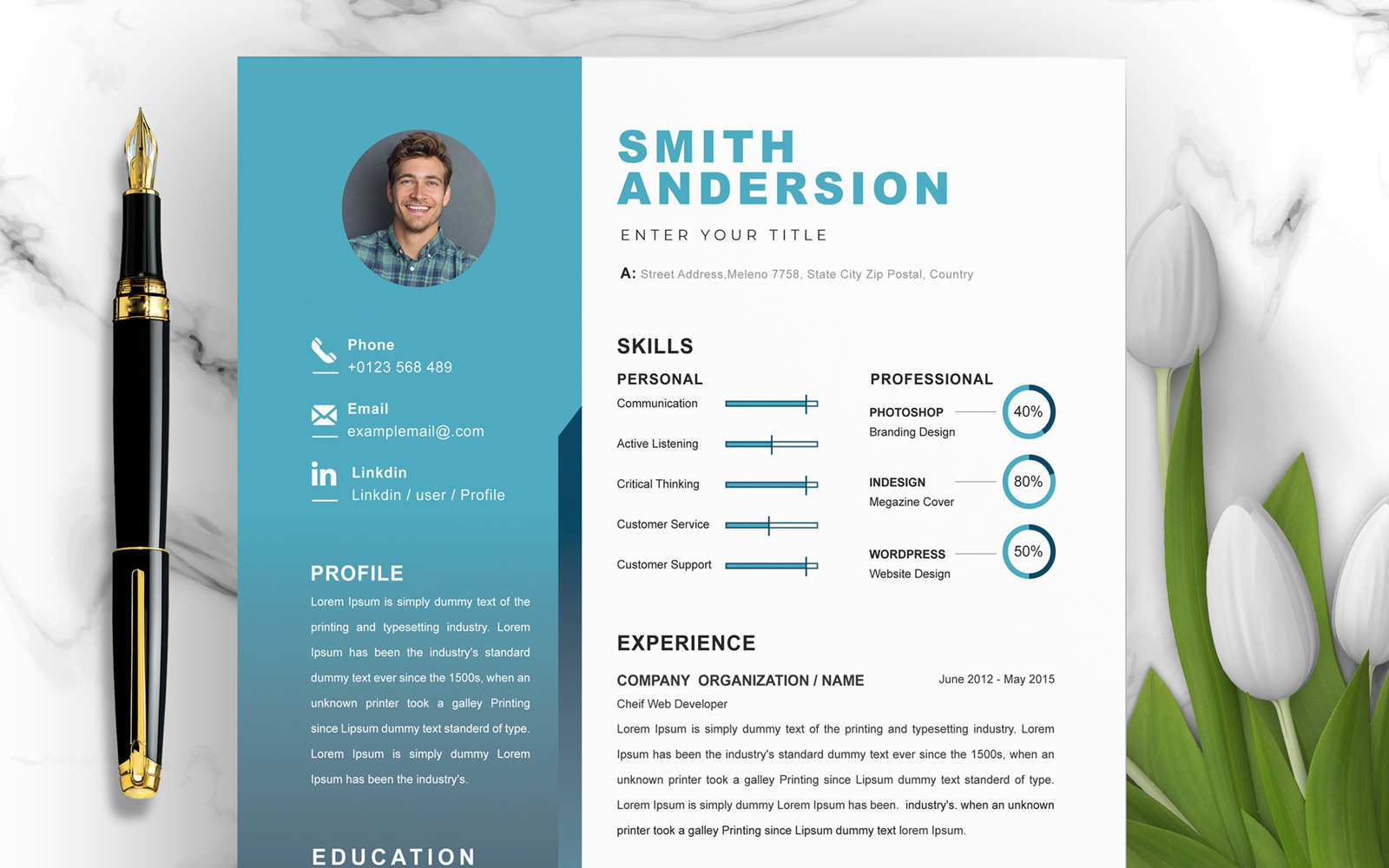 Smith / Resume CV Template #227293 - TemplateMonster