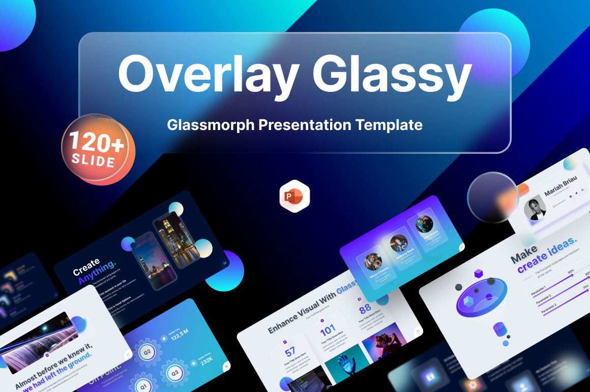 Overlay Glassy Glassmorph Powerpoint Template