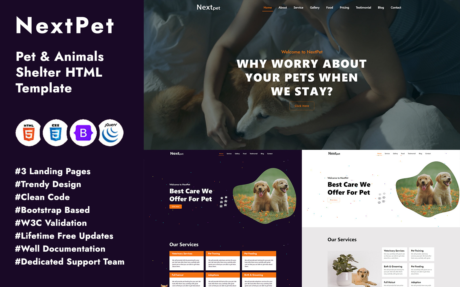 NextPet - Pet Animal HTML Template #229418 - TemplateMonster