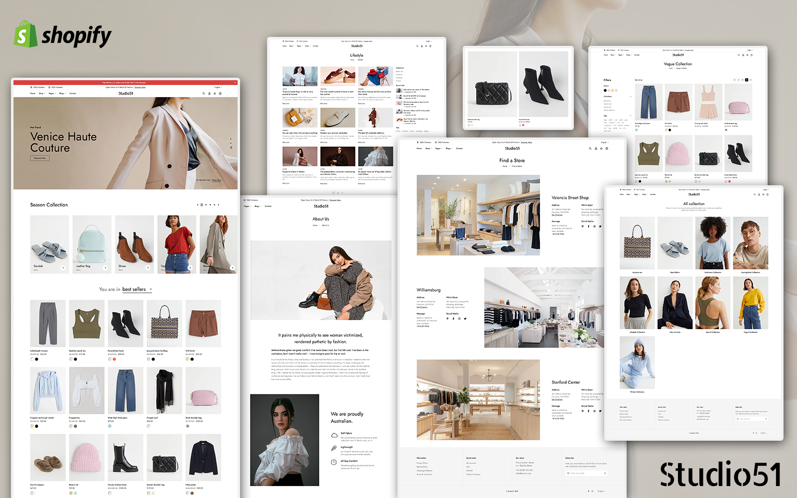 Studio51 Fashion Store Shopify Theme TemplateMonster