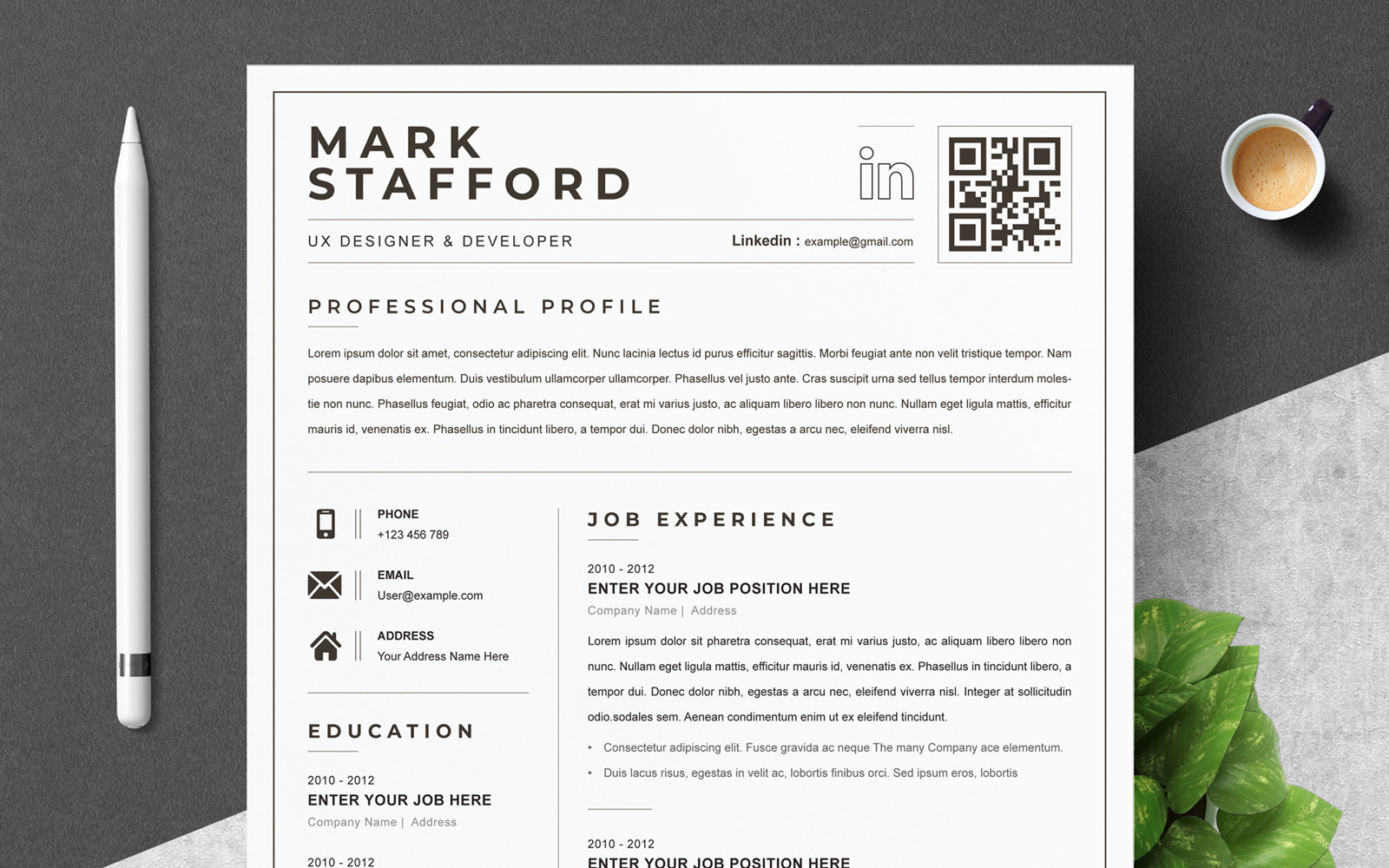 Mark / Clean Resume Template #232019 - TemplateMonster