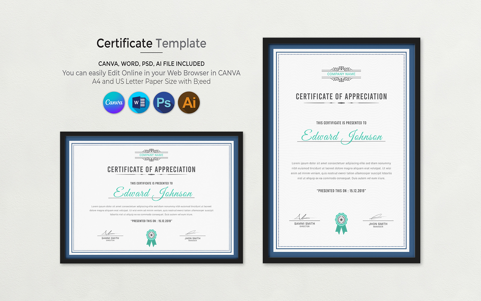 Canva Certificate of Appreciation Template available in A4 and US ...