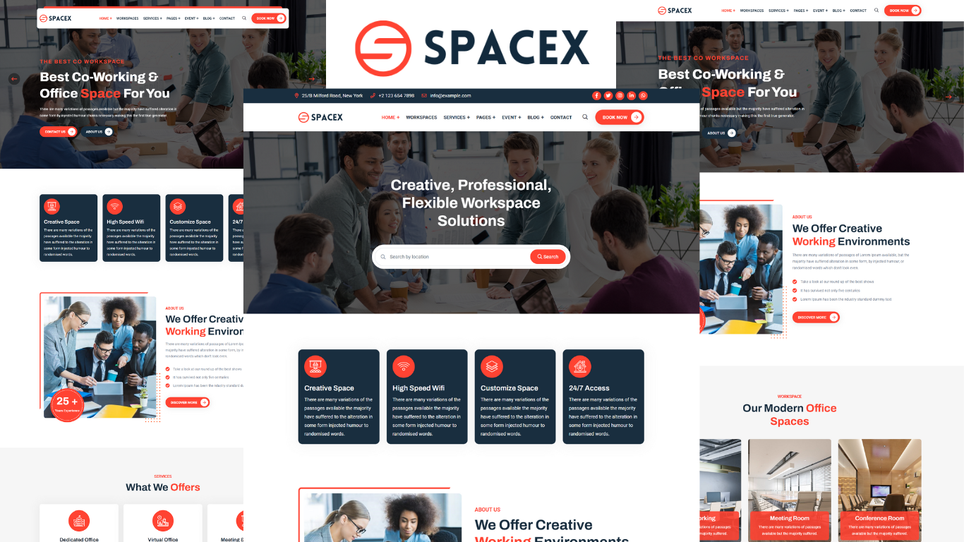 Spacex - Office Rental And Coworking Space HTML5 Template