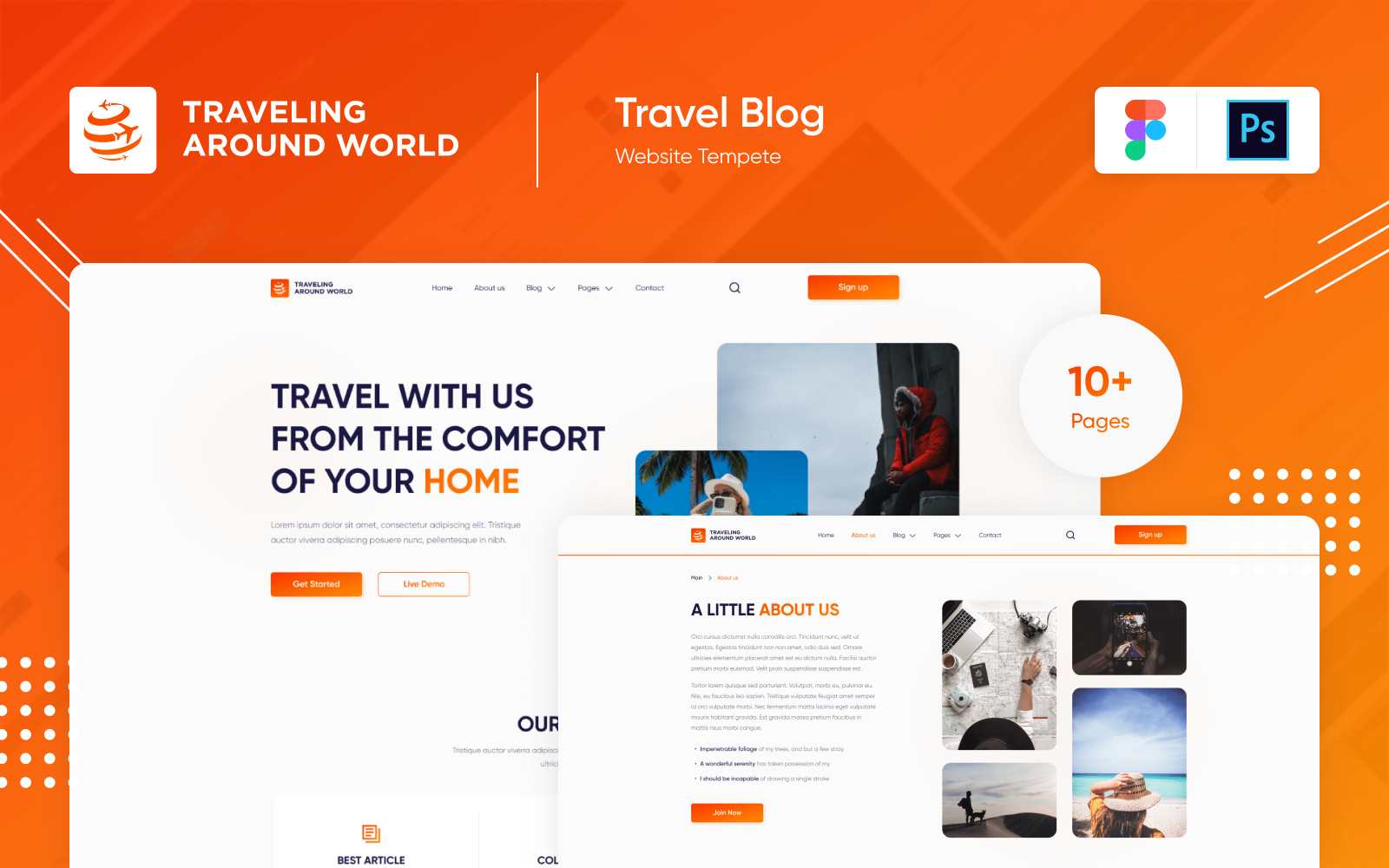 Denvikel - Travel Blog Design Template PSD - TemplateMonster