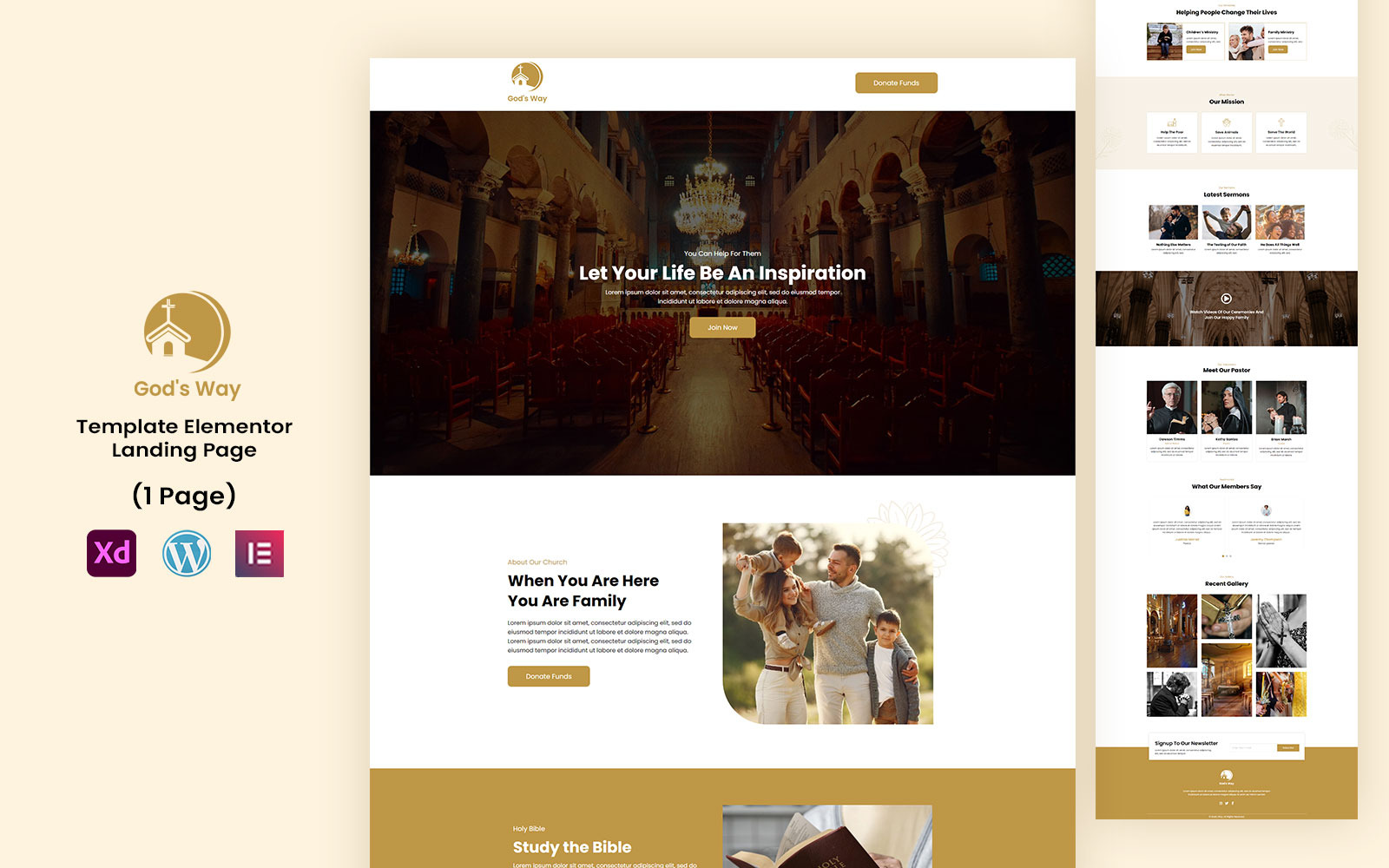 Curated visual reference: Church Landing Page Creation Services Reference: God S Way Church Elementor Landing Page Template
