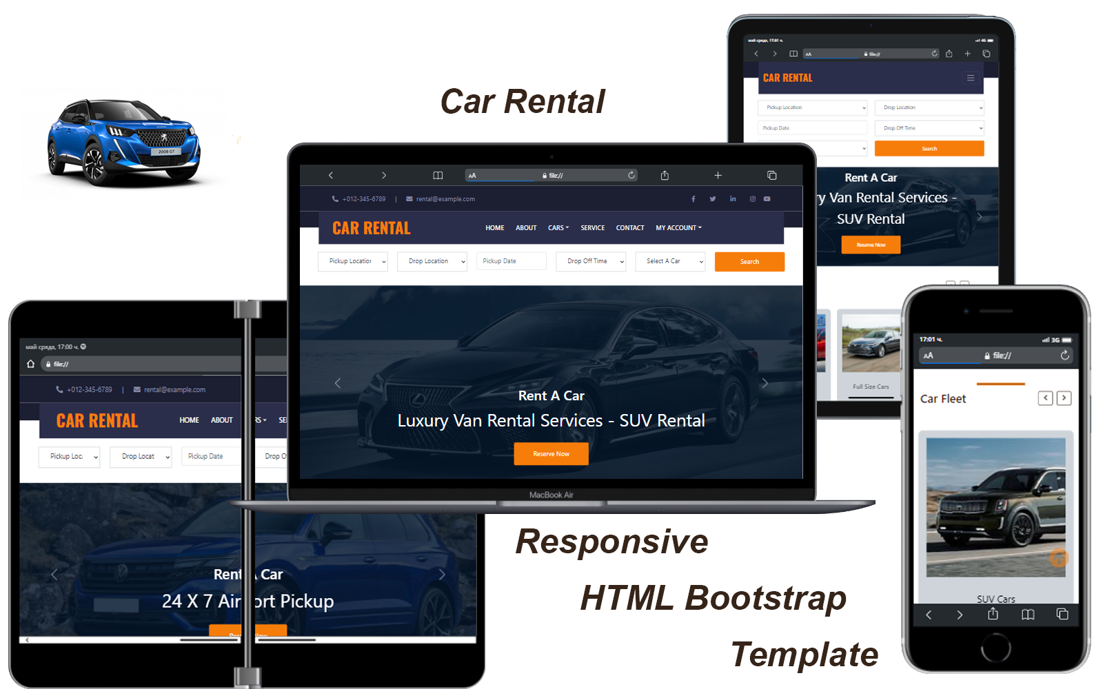 Html bootstrap шаблоны. Car website.