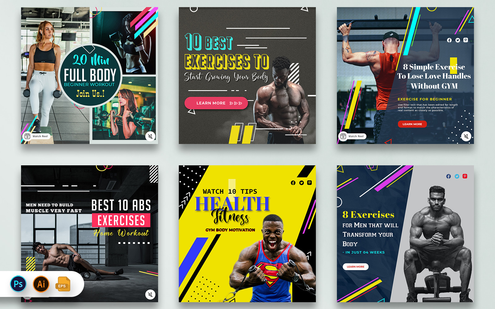 Gym and Fitness Social Media Post Templates - TemplateMonster