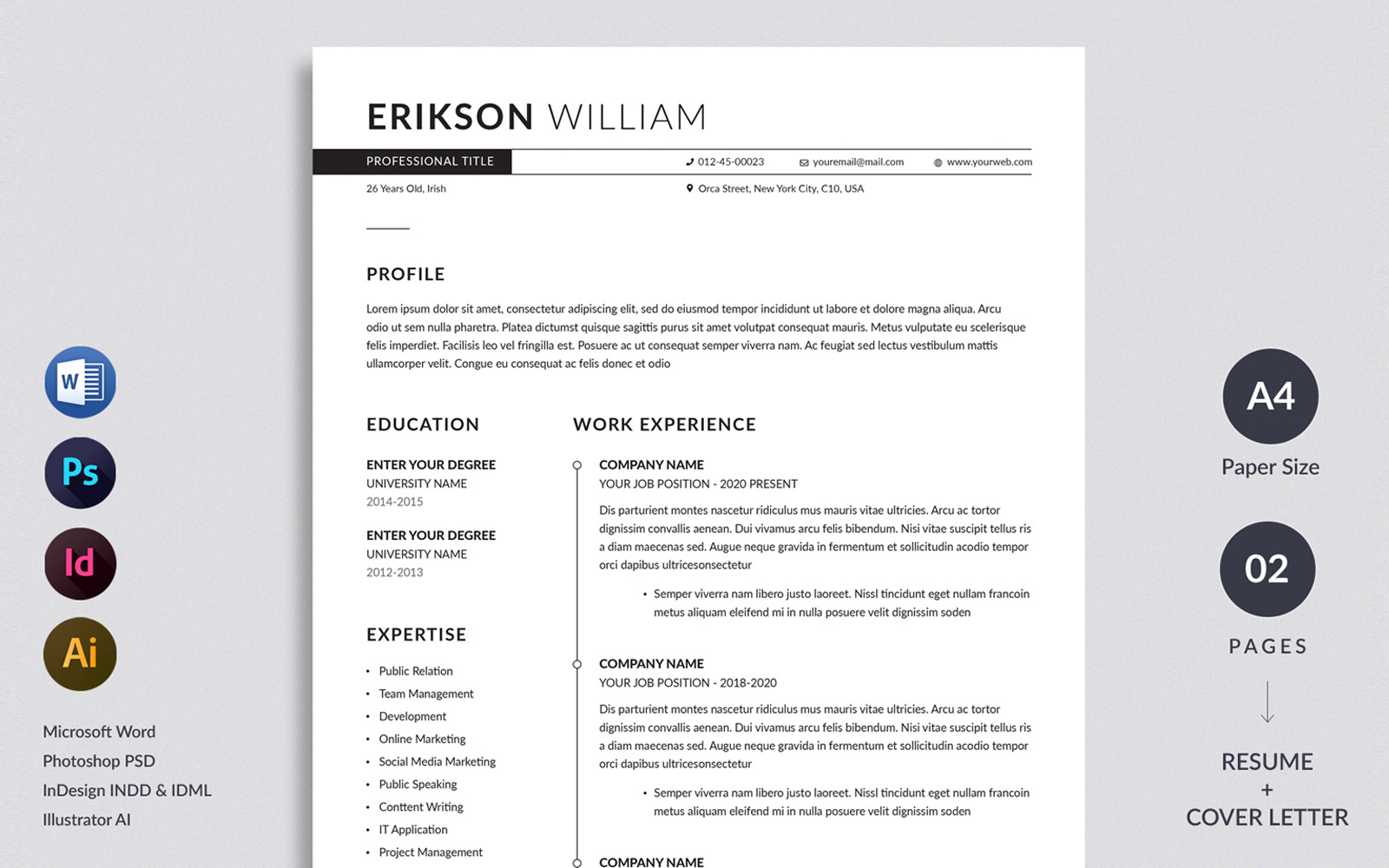 Professional Minimal Resume Template - TemplateMonster