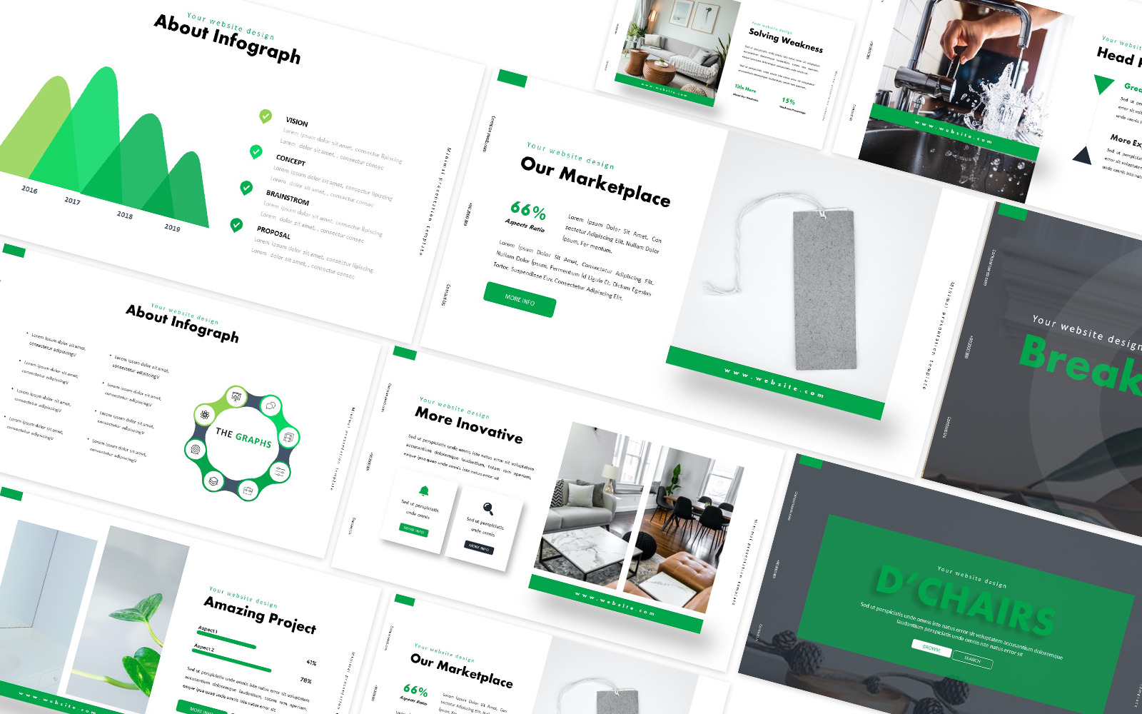 DChairs Design Google Slides Template - TemplateMonster