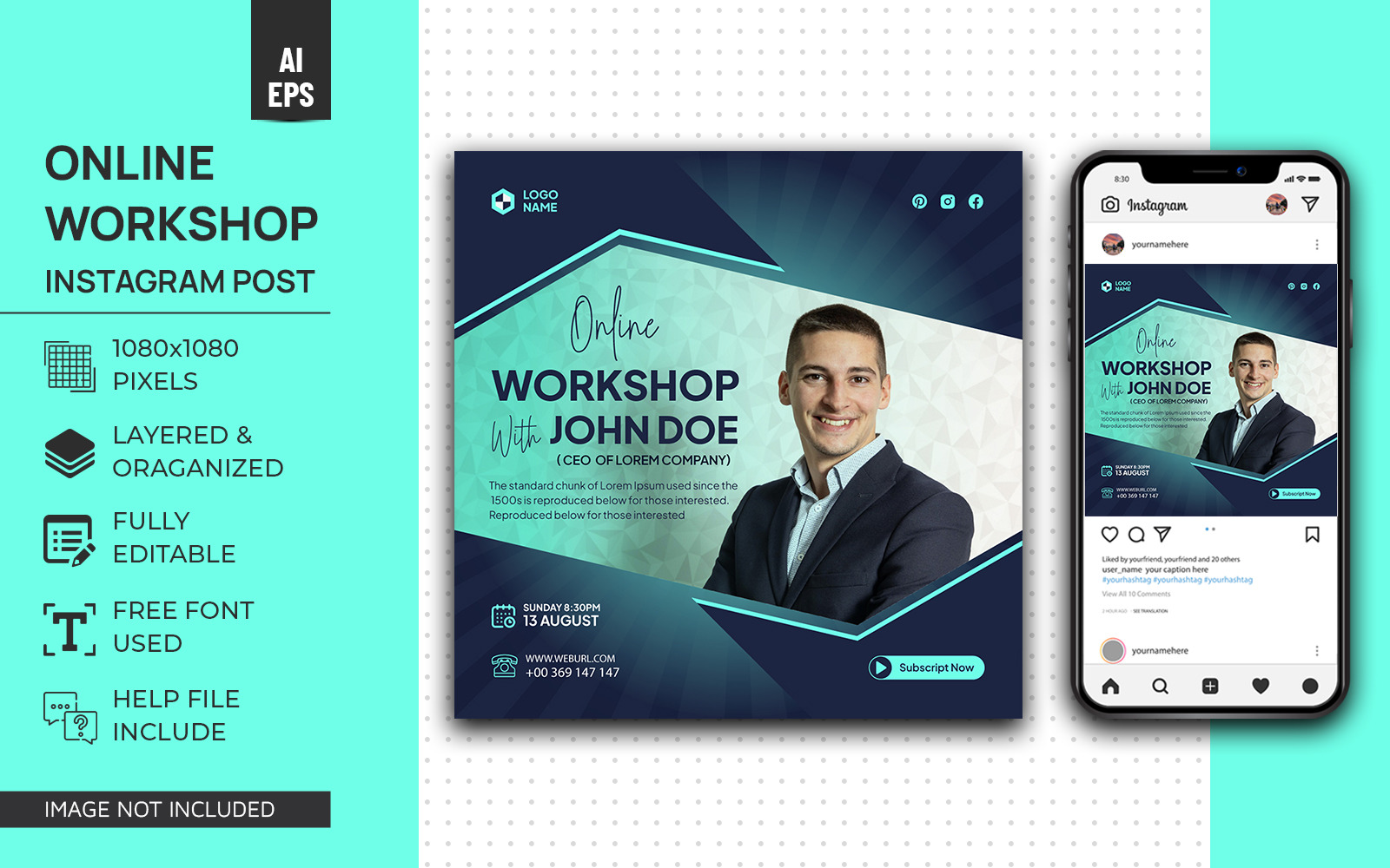 Online Workshop Social Media Post Design Instagram Template