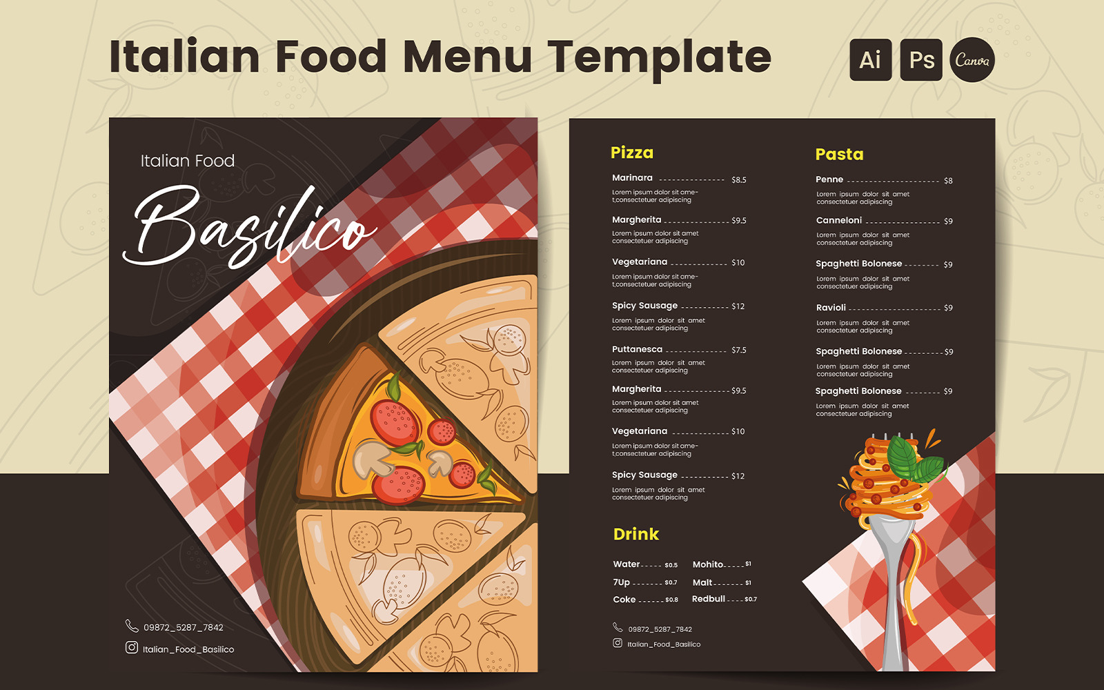 Italian Food Menu Template #269695 - TemplateMonster