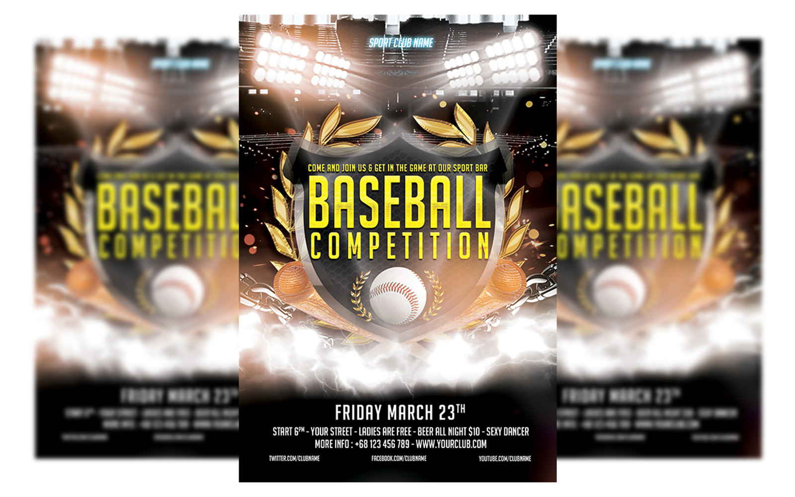 Baseball Tournament Flyer Template #2 - TemplateMonster