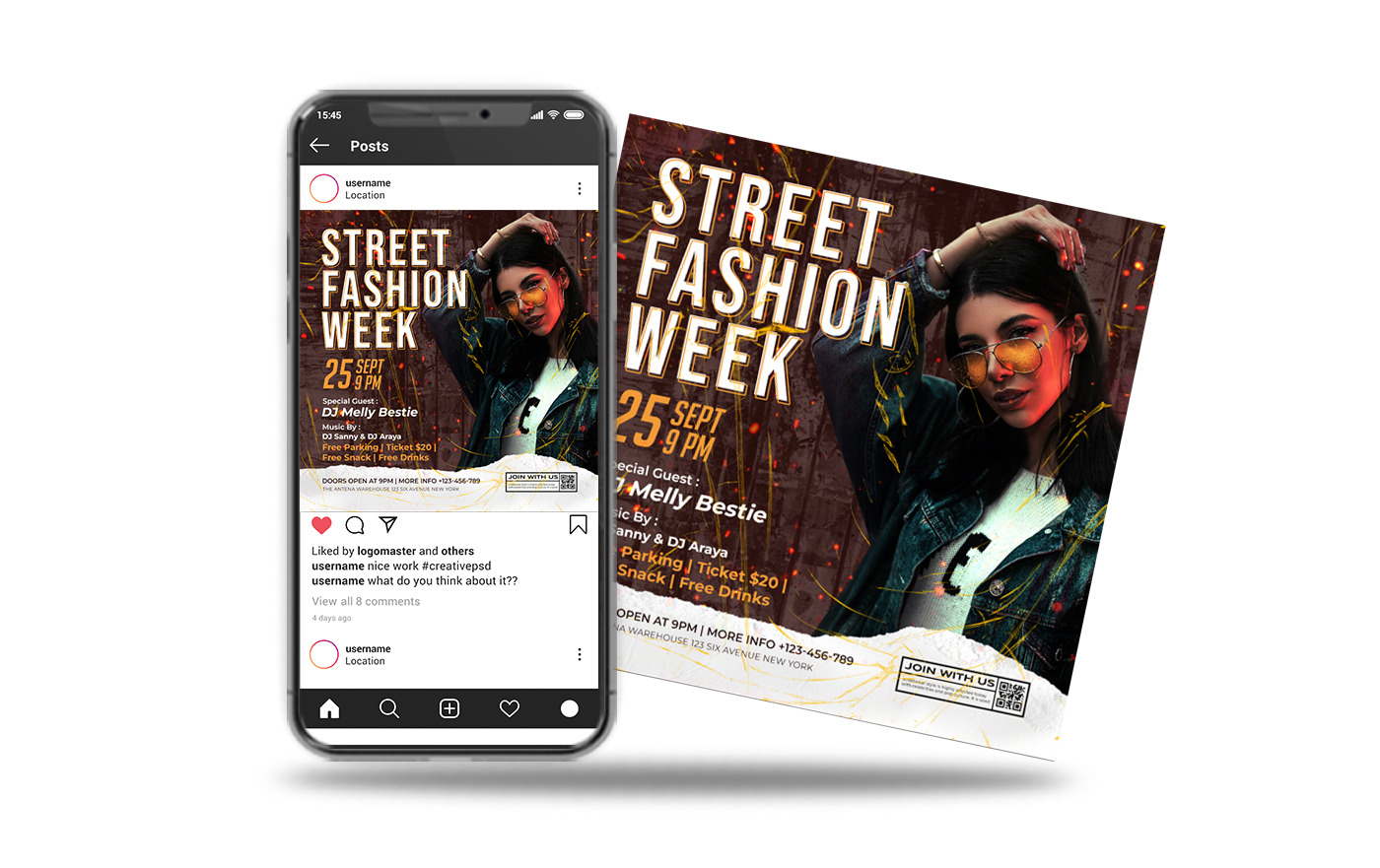 Instagram post social media street fashion TemplateMonster
