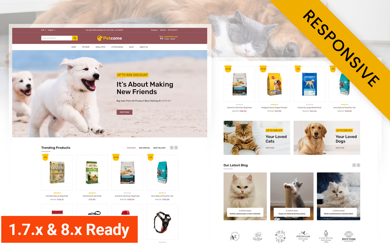 Pet Food and Accessories Store Responsive Theme